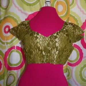 Handmade Green Lace Choli Sz S/M